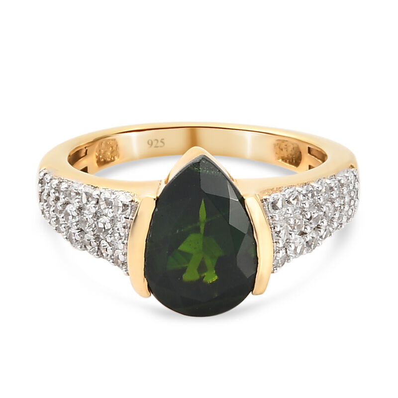 Natürlicher Chromdiopsid und Zirkon Ring 925 Silber vergoldet  ca. 2,58 ct image number 0