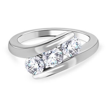 88 Facetten Moissanit Ring, 925 Silber platiniert, (Gr&ouml;&szlig;e 17.00) ca. 1.15 ct