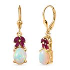 AA Natürlicher, äthiopischer Welo Opal, Afrikanischer Rubin (Fissure gefüllt) Ohrringe 925 Silber 750 Gelbgold Vermeil ca. 3,38 ct.