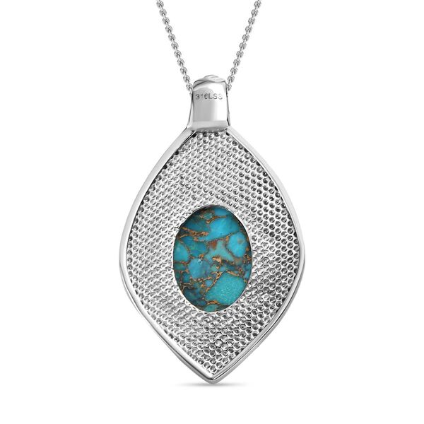 Cleopatra-Stil Blaues T&uuml;rkis Anh&auml;nger mit Kette, Edelstahl ca. 18.50 ct image number 5