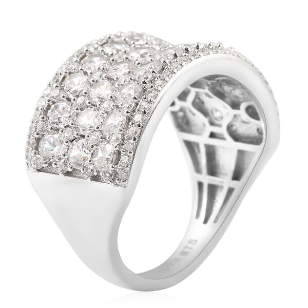 LUSTRO STELLA Premium AAA kubisch Zirkonia Cluster Ring 925 Silber Platin-Überzug image number 3