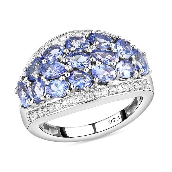 AA Tansanit und weißer Zirkon-Ring, 925 Silber platiniert  ca. 4,34 ct image number 4