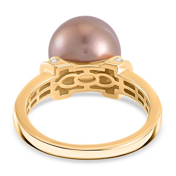 Edison Perle, Weißer Zirkon Ring 925 Silber 750 Gelbgold Vermeil (Größe 16.00) image number 5