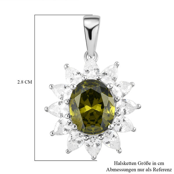 Peridot Zirkonia und wei&szlig;er Zirkonia-Anh&auml;nger, reines Ionenbeschichtetes Messing ca. 7.23 ct image number 6