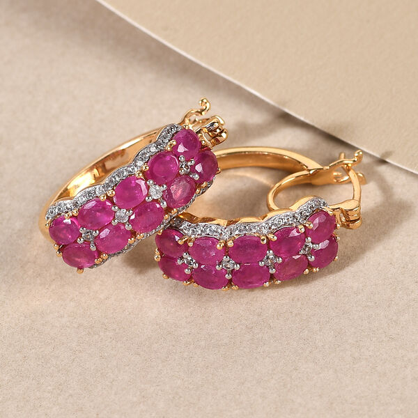 Afrikanische Rubin und Zirkon-Creolen in Silber image number 2