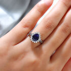 Masoala Saphir und Zirkon Halo Ring, 925 Silber platiniert, 3,11 ct. image number 2