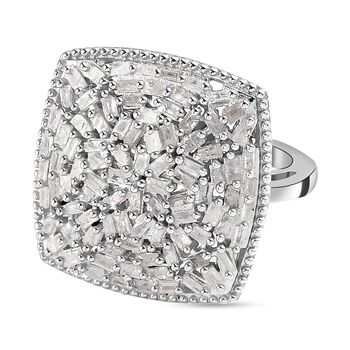 Wei&szlig;er Diamant-Ring, 925 Silber platiniert (Gr&ouml;&szlig;e 19.00) ca. 1.00 ct