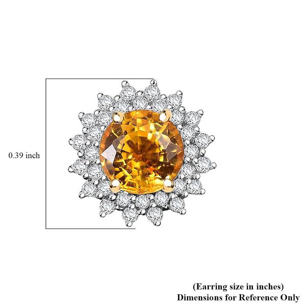 Zertifiziert und gepr&uuml;ft AAA gelbe Saphir und Diamant Ohrringe in 585 Wei&szlig;gold - 2.14 ct image number 6