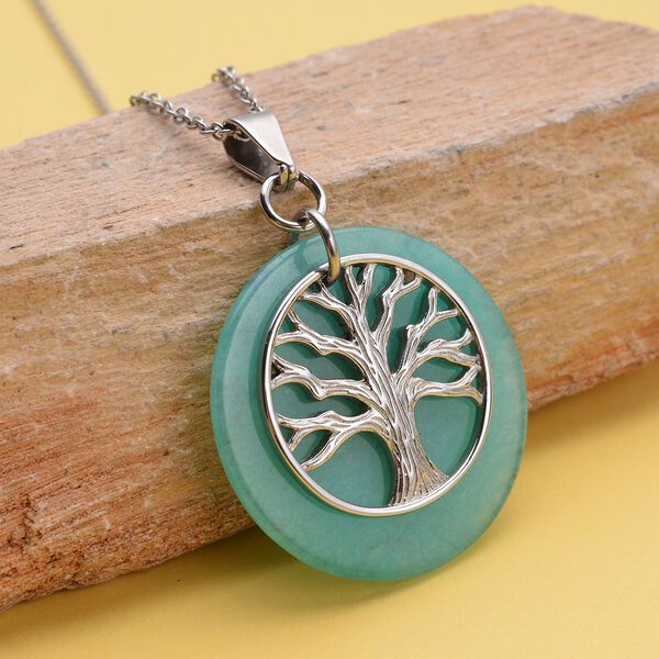 Amazonit-Anhänger mit Kette, reiner Edelstahl ca. 15,50 ct image number 3