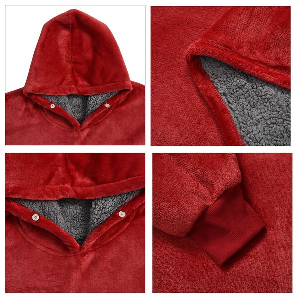 Flauschiger Flanell Hoodie mit großer Tasche, 194x98cm, rot image number 7
