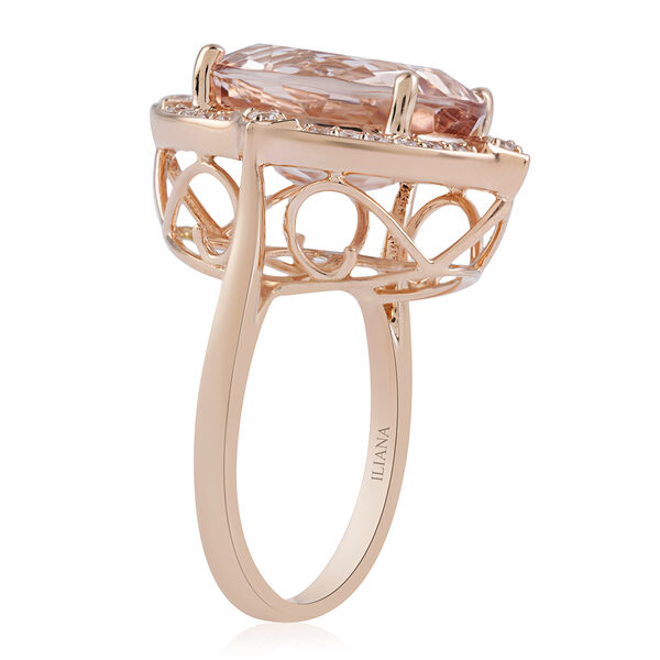 ILIANA AAA Marropino Morganit und Diamant-Ring, zertifiziert und gepr&uuml;ft SI G-H, 750 Ros&eacute;gold  ca. 7,00 ct image number 4