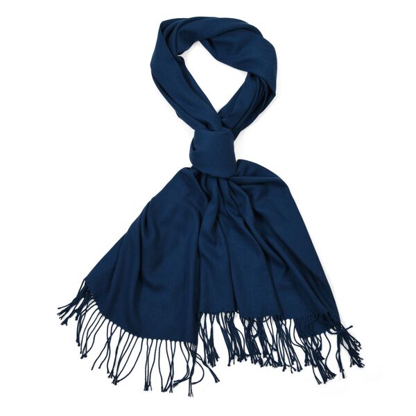 Eleganter Schal mit Fransen, 65x180cm, Mitternachtsblau