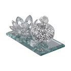 The 5th Season - Kristall-Apfel und Lotusblüte auf verspiegeltem Ständer, 11x6x7cm, Silber image number 1