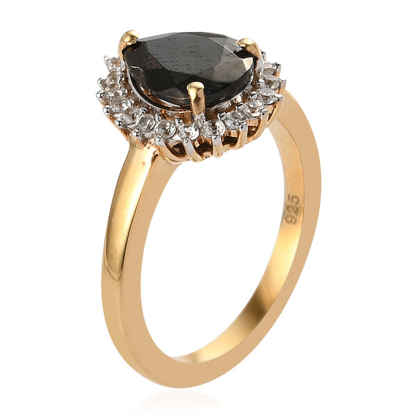 Elite Shungit und Zirkon Ring 925 Silber vergoldet  ca. 1,27 ct image number 5