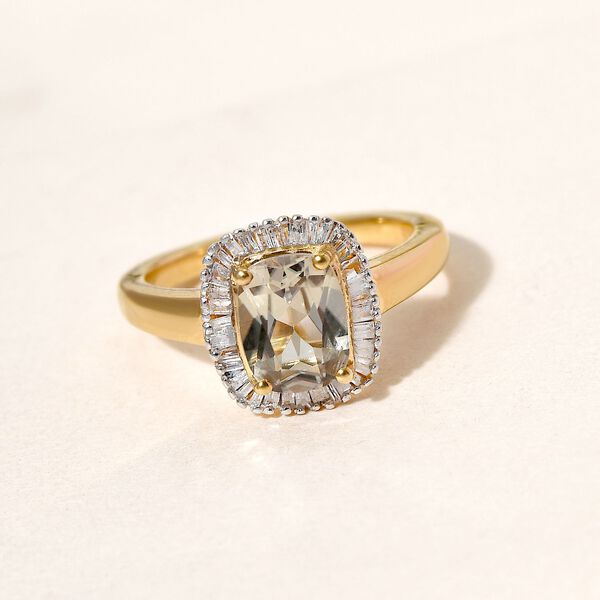 AAA Turkizit und Diamant-Ring, 925 Silber Gelbgold Vermeil  ca. 1,72 ct image number 2