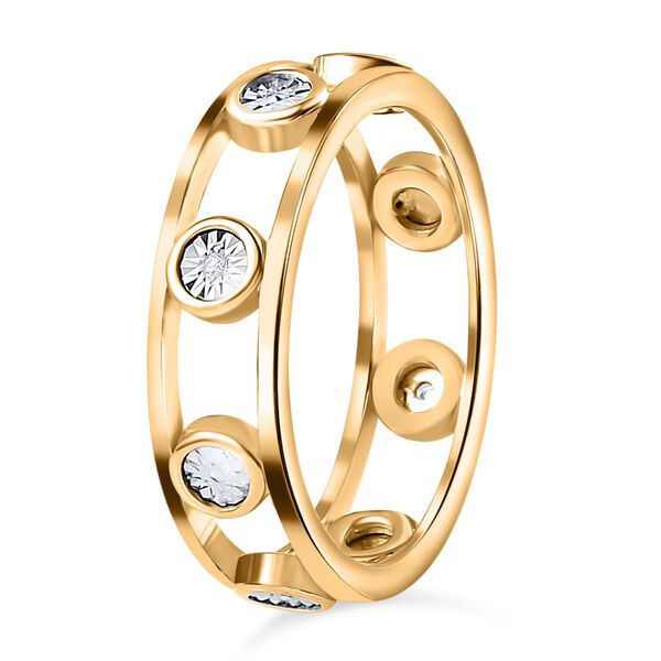 Doppelreihiger Ring mit Wei&szlig;en P Diamanten, 925 Silber 750 Gelbgold Vermeil (Gr&ouml;&szlig;e 18.00) image number 5