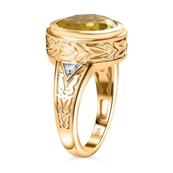 AAA Ouro Verde Quarz und Zirkon Ring, ca. 4,48 ct. image number 5
