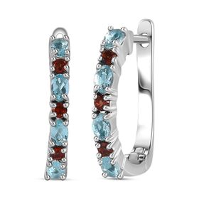 Paraiba-Apatit, Roter Granat Ohrringe 925 Silber platiniert ca. 0,79 ct.