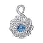 AA Blauer Zirkon, Weißer Zirkon Anhänger 925 Silber rhodiniert ca. 1.49 ct