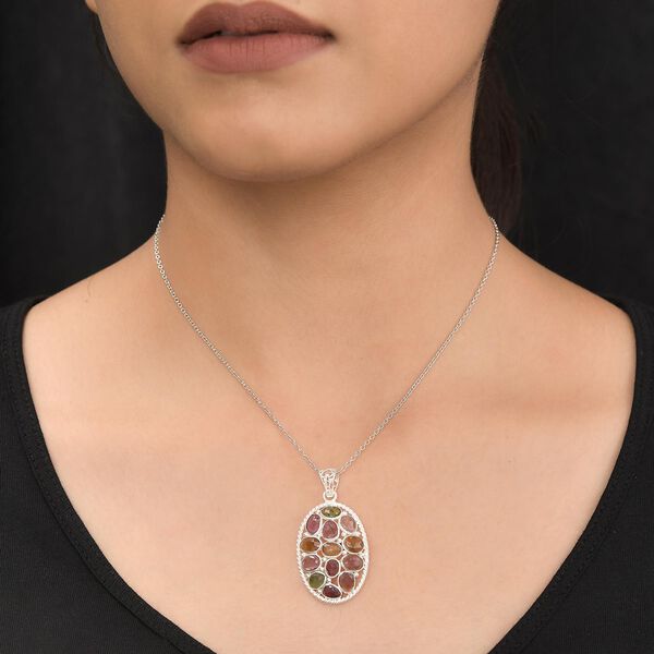 Nat&uuml;rlicher Mehrfach-Turmalin-Cluster-Anh&auml;nger - 4,97 ct. image number 2