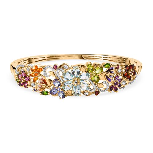 Himmelblauer Topas, Peridot Armreif ca. 19 cm 925 Silber Gelbgold Vermeil ca. 12,30 ct. image number 0