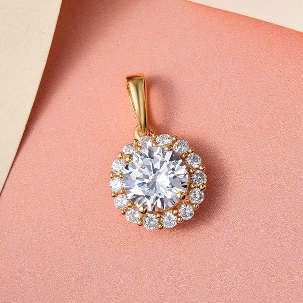 Wei&szlig;er Zirkonia-Anh&auml;nger, 925 Silber vergoldet ca. 4,36 ct image number 3