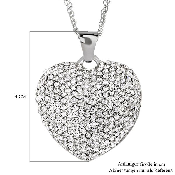 Weißer Kristall-Herz-Anhänger mit 73cm Kette in Silberton image number 5