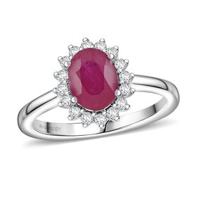 RHAPSODY zertifiziert und geprüft AAAA natürlicher Mosambik Rubin und VS-EF Diamant Ring in 950 Platin - 1,75 ct.