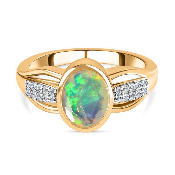 Nat&uuml;rlicher, &auml;thiopischer Welo Opal und Zirkon-Ring - 1,27 ct.