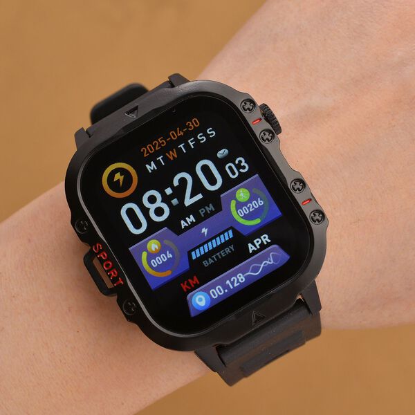 H19 Smartwatch, 2.01 Zoll HD-Display, Schwarzes Silikonarmband image number 2