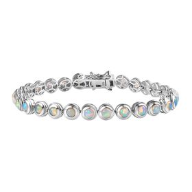 AA Natürlicher, äthiopischer Welo Opal Armband ca. 20 cm 925 Silber rhodiniert ca. 4,75 ct.