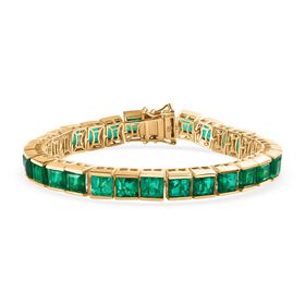 Smaragd-Quarz Triplette Armband ca. 18 cm 925 Silber Gelbgold Vermeil ca. 34,42 ct.