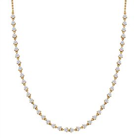 Moissanit Halskette, 45cm, 925 Silber 750 Gelbgold Vermeil - 4,20 ct.