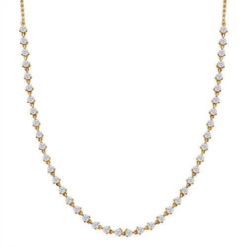 Moissanit Halskette, 45cm, 925 Silber 750 Gelbgold Vermeil - 4,20 ct. image number 0