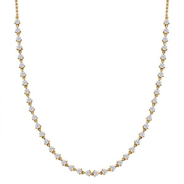 Moissanit Halskette, 45cm, 925 Silber 750 Gelbgold Vermeil - 4,20 ct. image number 0