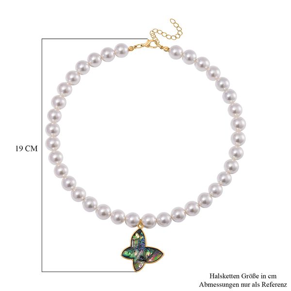 Weiße Muschelkernperlen und Abalone Muschel Halskette, 45 cm - 330 ct. image number 5