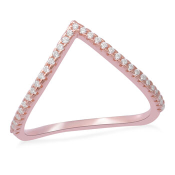 LUSTRO STELLA - wei&szlig;er Zirkonia-Ring, 925 Silber ros&eacute;vergoldet (Gr&ouml;&szlig;e 20.00) ca. 0,29 ct