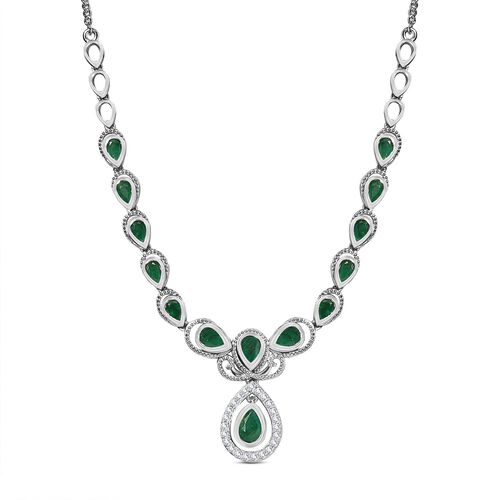 Kagem Sambisches Smaragd Collier, ca. 45 cm, 925 Silber platiniert ca. 4.74 ct image number 0