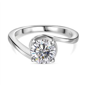 Moissanit Ring 925 Silber platiniert (Größe 18.00) ca. 1,18 ct