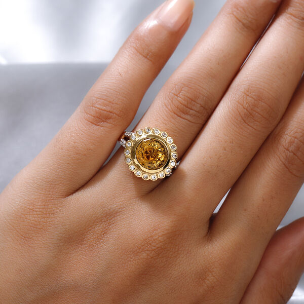 Citrin und Zirkon Ring 925 Silber vergoldet  ca. 4,04 ct image number 3