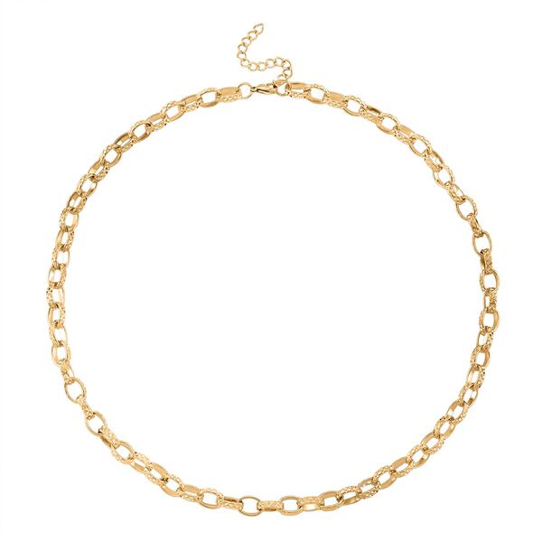 Doppelreihige Halskette mit ovalen Gliedern, Edelstahl, ca. 50 cm, Goldfarben image number 6