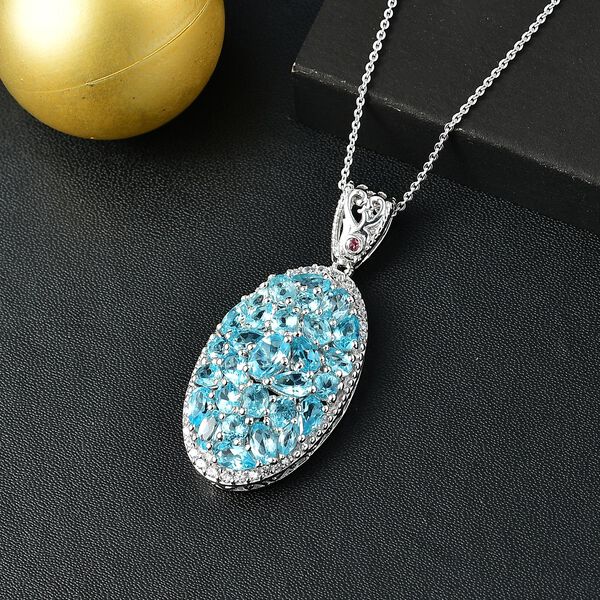 Betroka blauer Apatit und Zikon-Anhänger mit 50cm Kette - 6,49 ct. image number 2