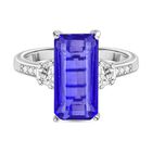 Tansanit-Farbe Quarz, Weißer Zirkon Ring 925 Silber rhodiniert (Größe 17.00) ca. 4,75 ct