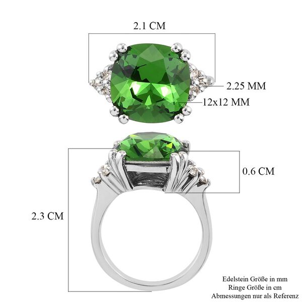 LUSTRO STELLA &Ouml;sterreichischer Farngr&uuml;ner und wei&szlig;er Kristall Solit&auml;r Ring 925 Silber Platin-&Uuml;berzug image number 6