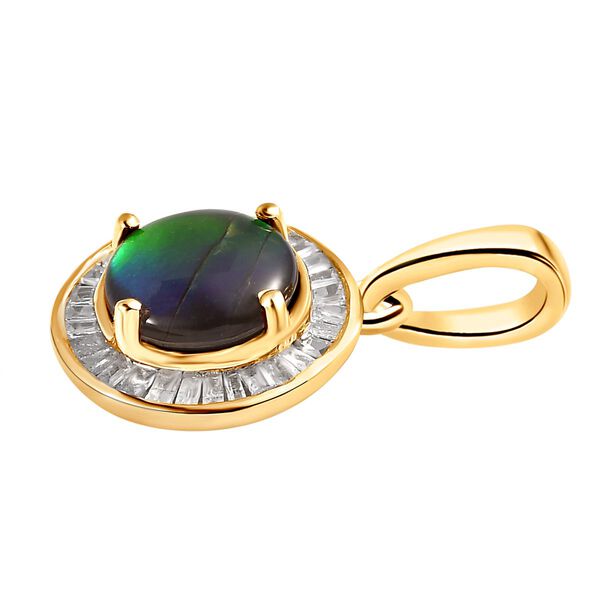 Kanadische Ammolit und wei&szlig;er Diamant Anh&auml;nger, 925 Silber vergoldet, ca. 1.30 ct image number 4