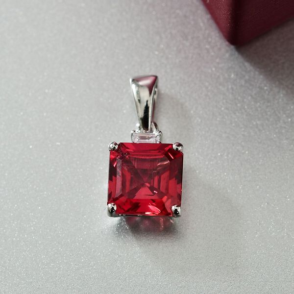 AAA Lab Created Padparadscha-Saphir, Lab Grown Diamant Anhänger 417 Gold ca. 3,18 ct. image number 1