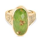 SHOPLC EXKLUSIV D'Joy Grün Blattgold-Quarz Ring 925 Silber 750 Gelbgold Vermeil (Größe 17.00) ca. 11.14 ct