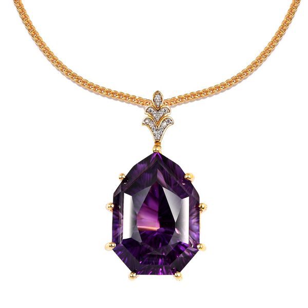 Afrikanischer Amethyst Anh&auml;nger mit 50 cm langer Kette - 50,23 Ct.