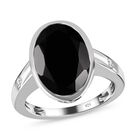 Schwarzer Spinell, Weißer Zirkon Ring, 925 Silber platiniert, (Größe 21.00) ca. 7.57 ct image number 3