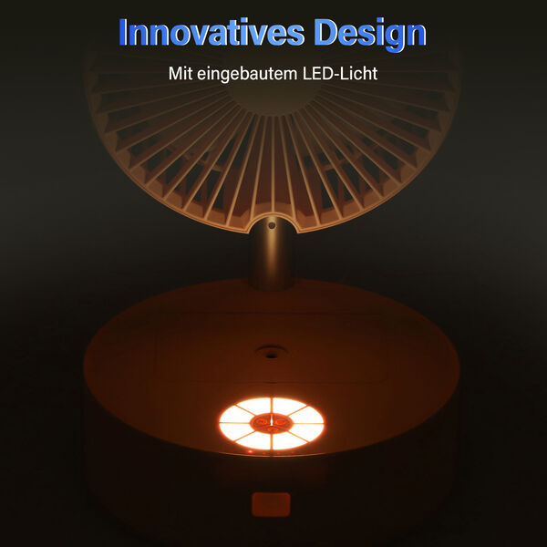 Kabelloser, faltbarer Ventilator mit integriertem Luftbefeuchter, USB-Anschluss, Rosa image number 3
